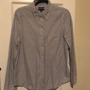 Blue and white pinstriped classic button down